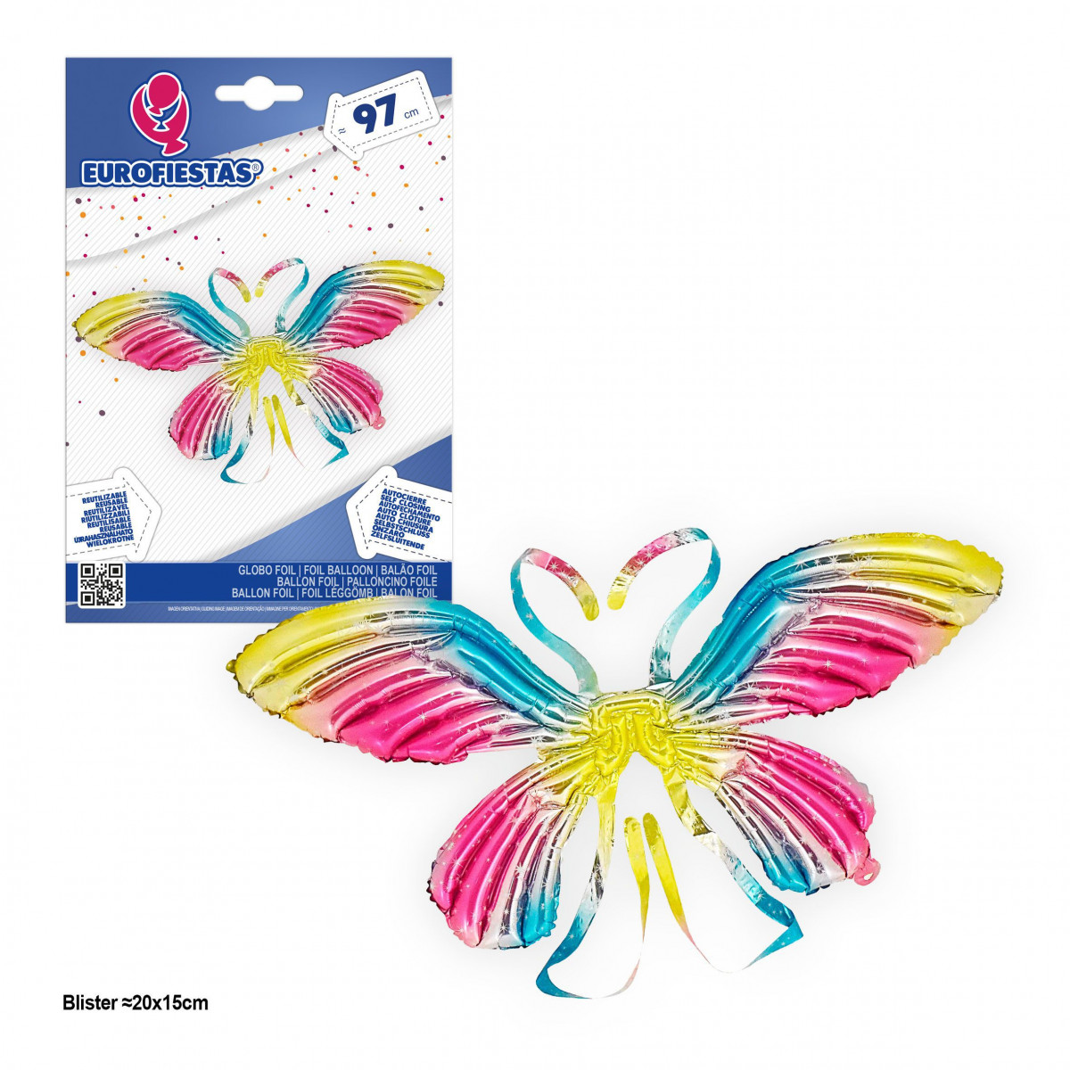 Globo foil alas mariposa 97cm tonos