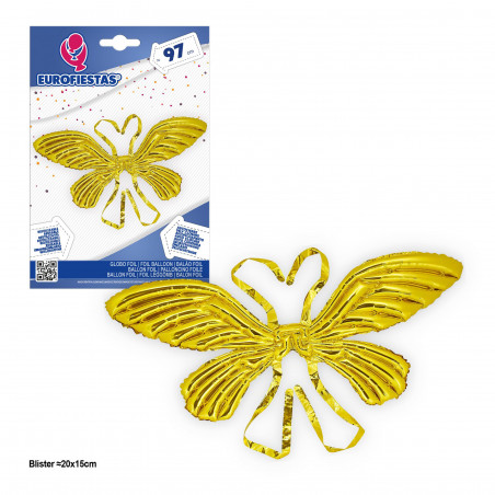 Globo foil alas mariposa 97cm oro