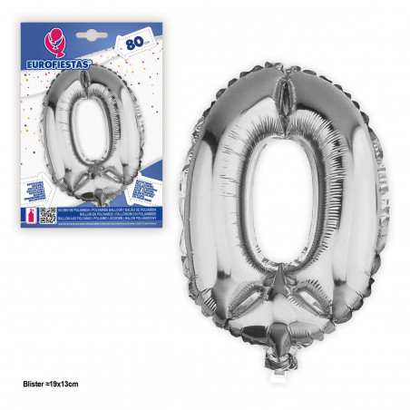 Globo foil 80cm plata nº 0