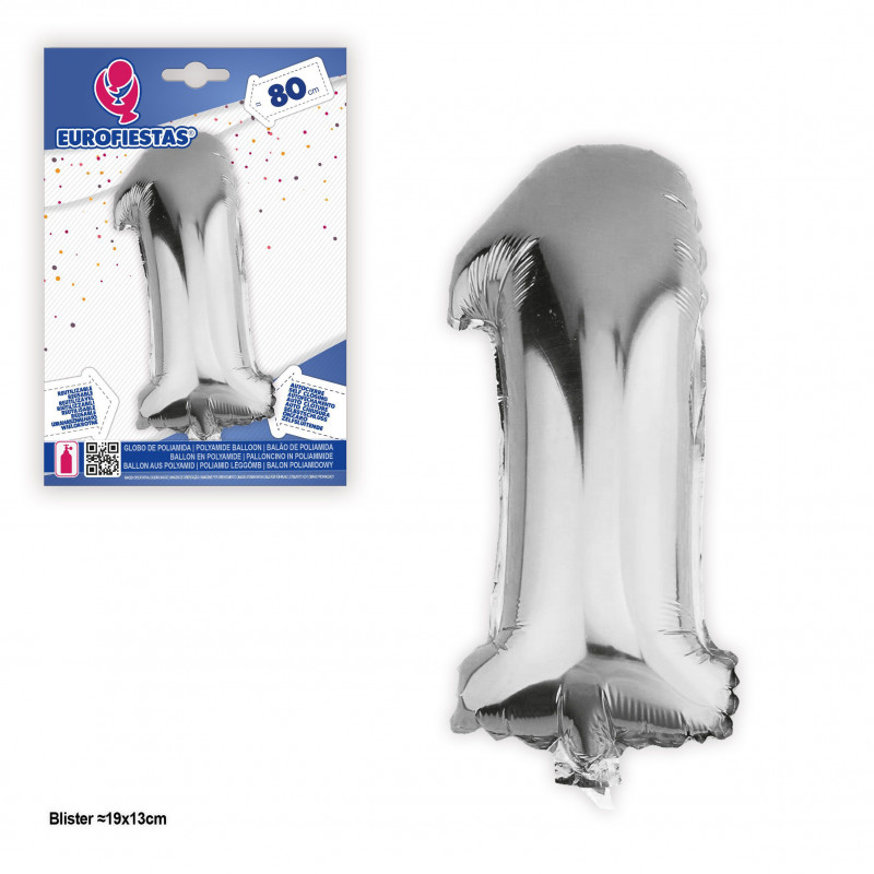 Globo foil 80cm plata nº 1
