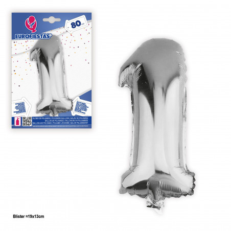 Globo foil 80cm plata nº 1
