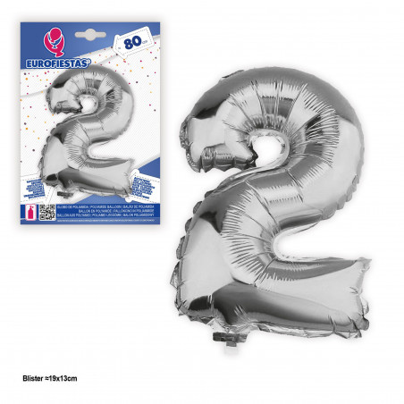 Globo foil 80cm plata nº 2