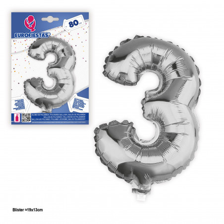 Globo foil 80cm plata nº 3
