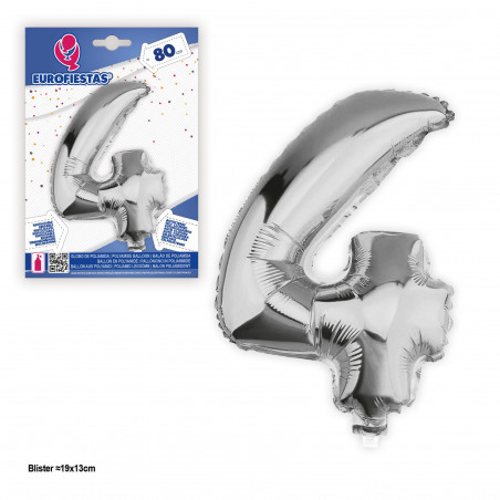 Globo foil 80cm plata nº 4