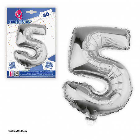 Globo foil 80cm plata nº 5