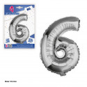 Globo foil 80cm plata nº 6