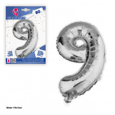 Globo foil 80cm plata nº 9