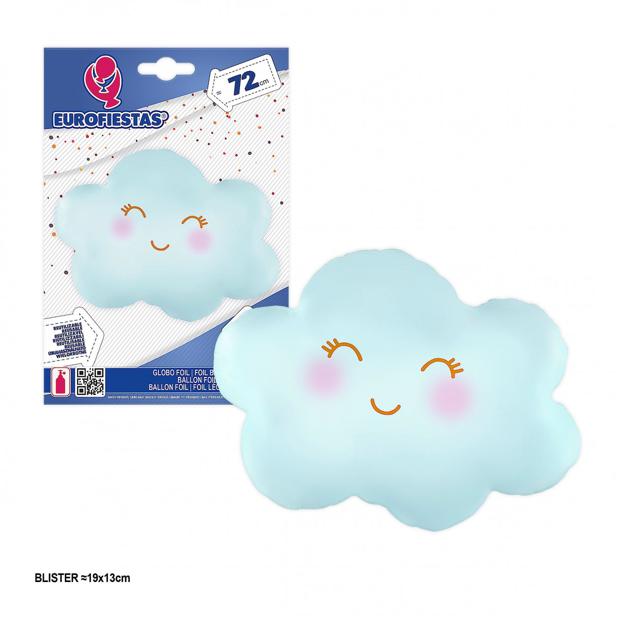 Globo foil nube azul pastel 72x56cm