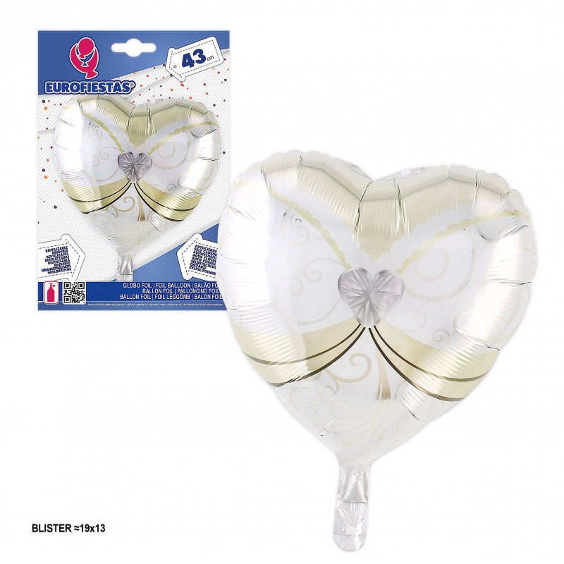 Globo corazon blanco torso novia 43cm