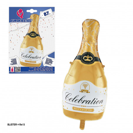 Globo corazon botella cava celebration oro 86x44cm
