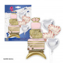 Set globos foil wedding wishes tarta y corazones i love you