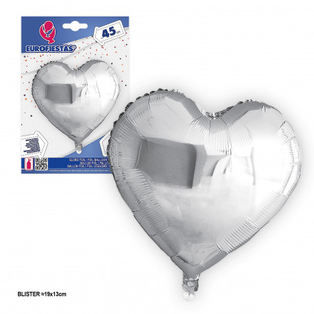 Globo foil corazon plata brillo 45cm