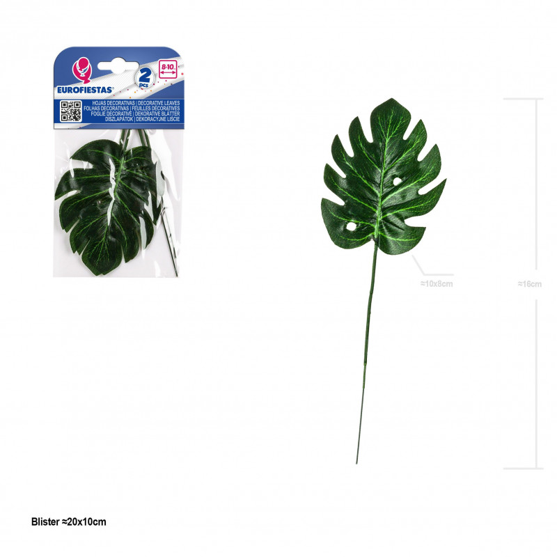 Hoja decorativa tropical 10cm 2pcs