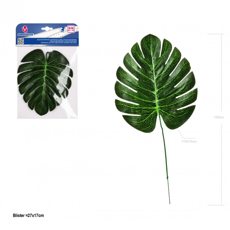 Hoja decorativa tropical 18cm 2pcs