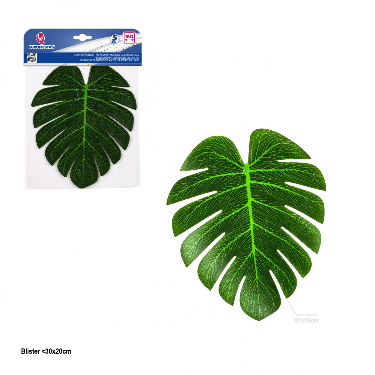 Hoja decorativa tropical 21cm 5pcs