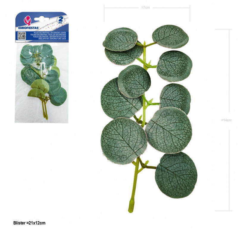 Hoja decorativa pilea 14cm 2pcs