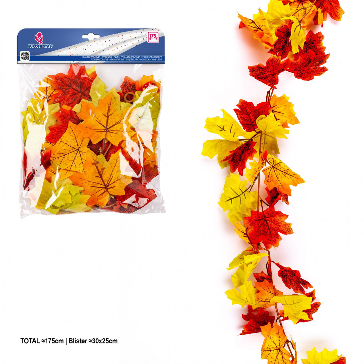 Hojas decorativas de arce otoñales tira 175cm