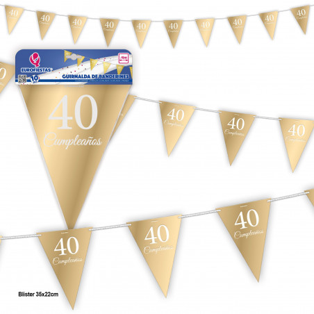 Guirnalda banderines coleccion oro 40 cumpleaños
