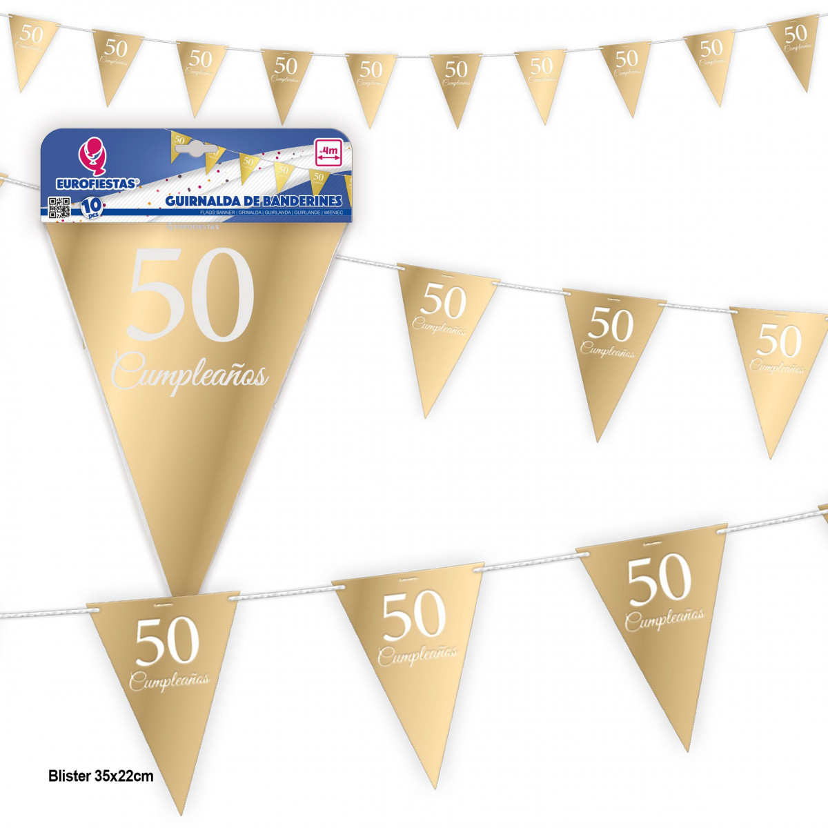 Guirnalda banderines coleccion oro 50 cumpleaños