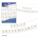 Guirnalda banderines feliz aniversario blanco y oro