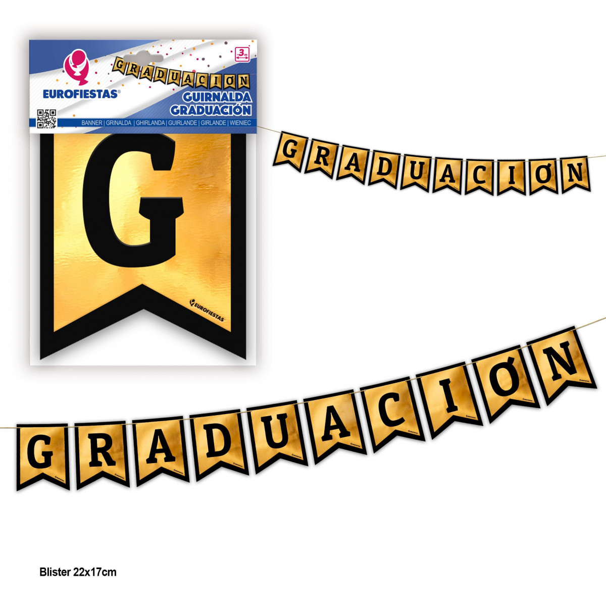 Guirnalda graduacion banderines oro quemado