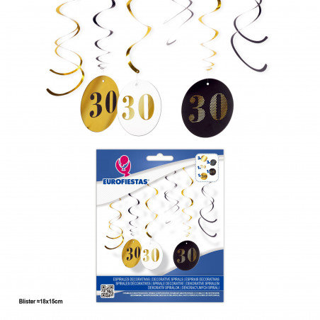 Espirales decora.negro oro circulos 30