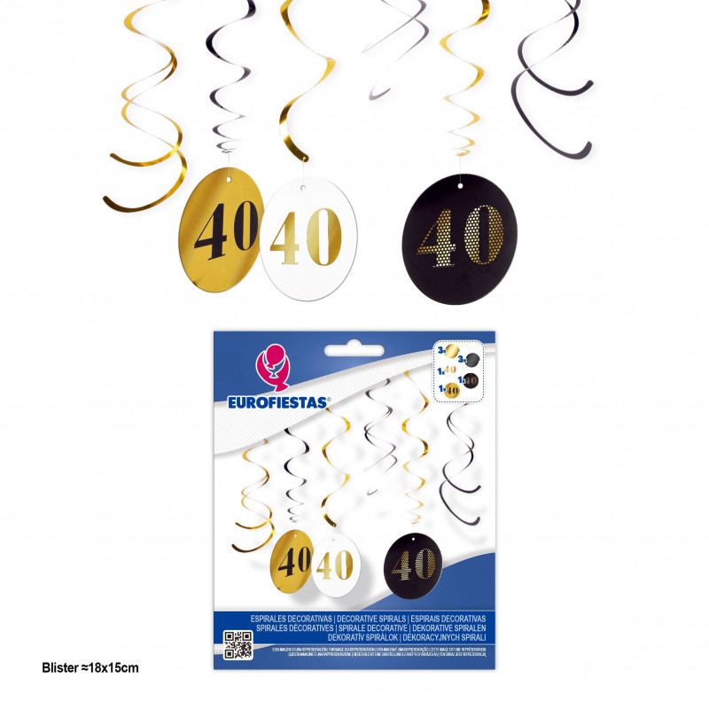 Espirales decora.negro oro circulos 40