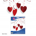 Espirales decorativas rojas con corazones