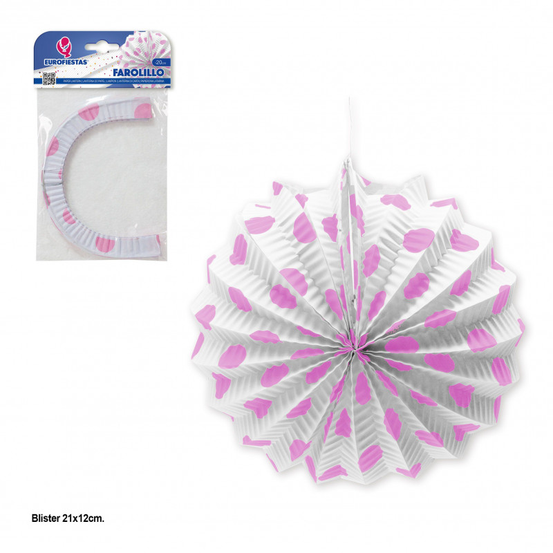 Farolillo blanco lunares rosa claro