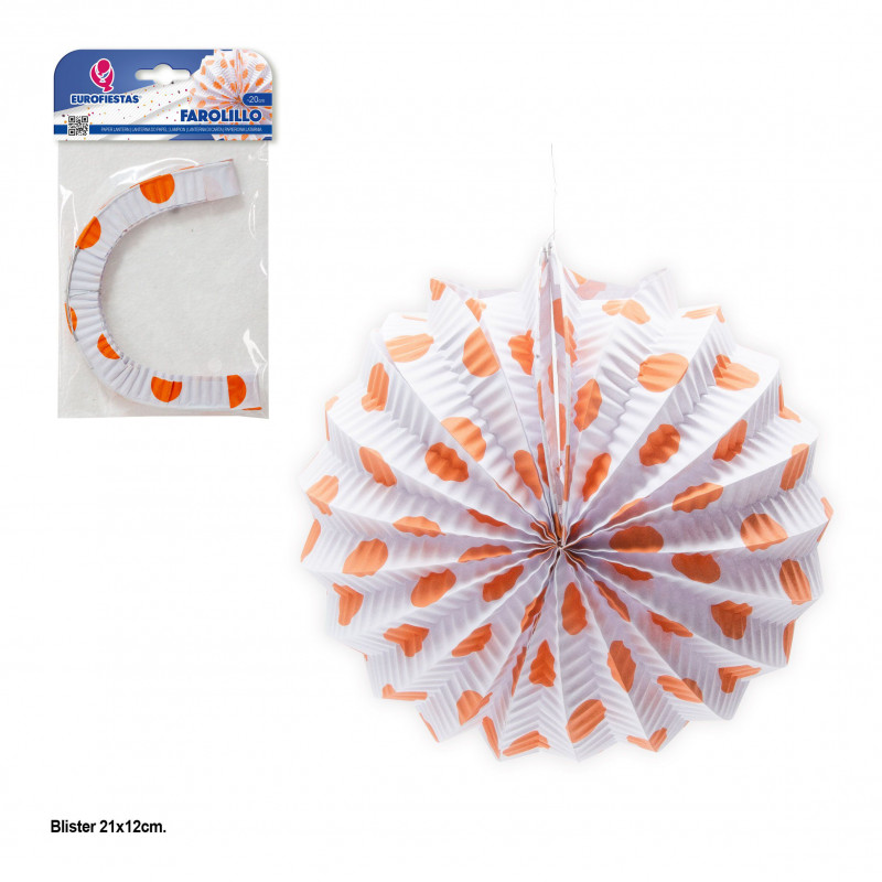 Farolillo blanco lunares naranjas