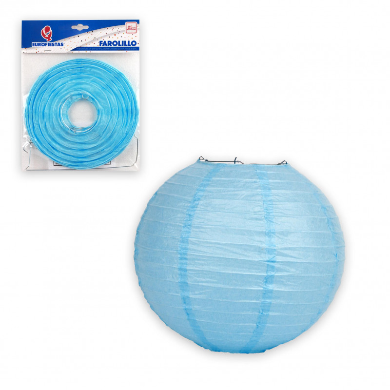 Farolillo redondo 25cm celeste