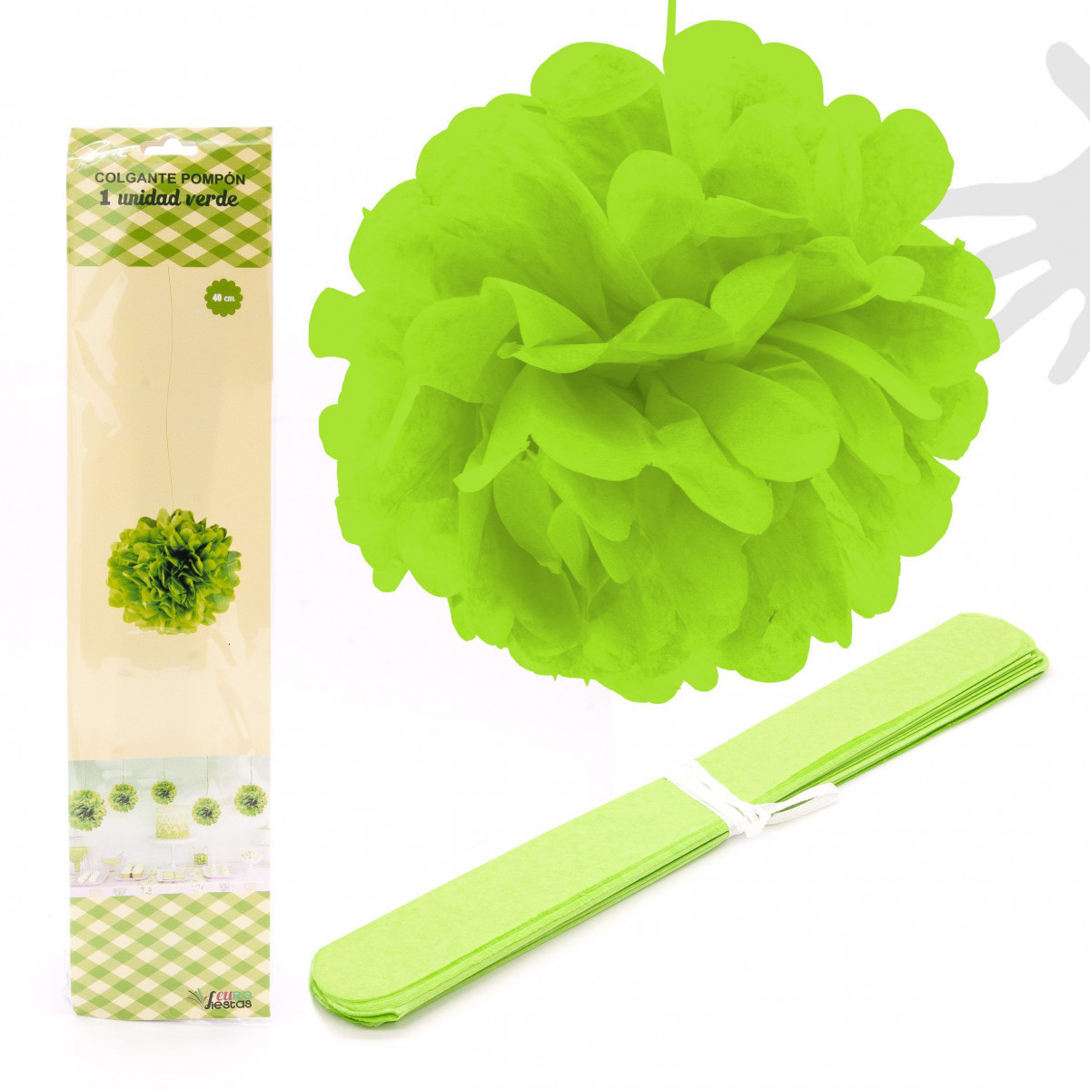 Colgante pompon 1u.40cm verde