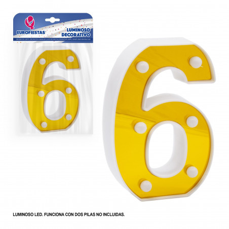 Numero led 16cm oro 6