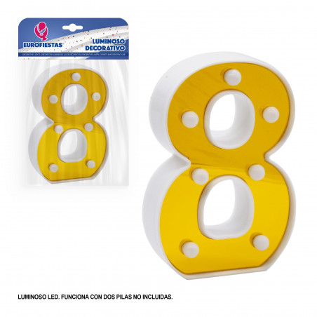 Numero led 16cm oro 8