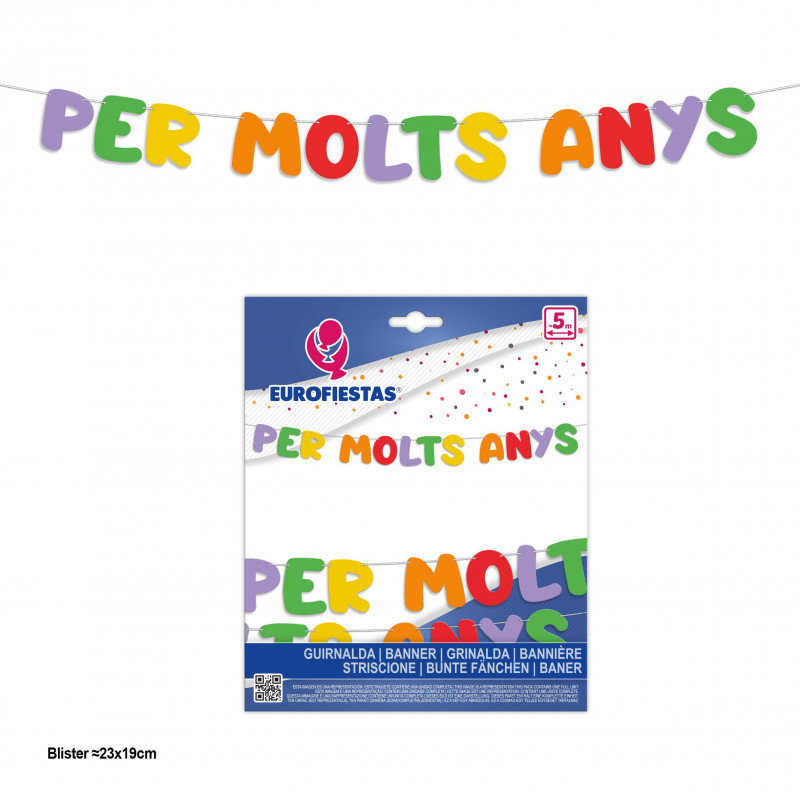 Guirnalda letras per molts anys colores