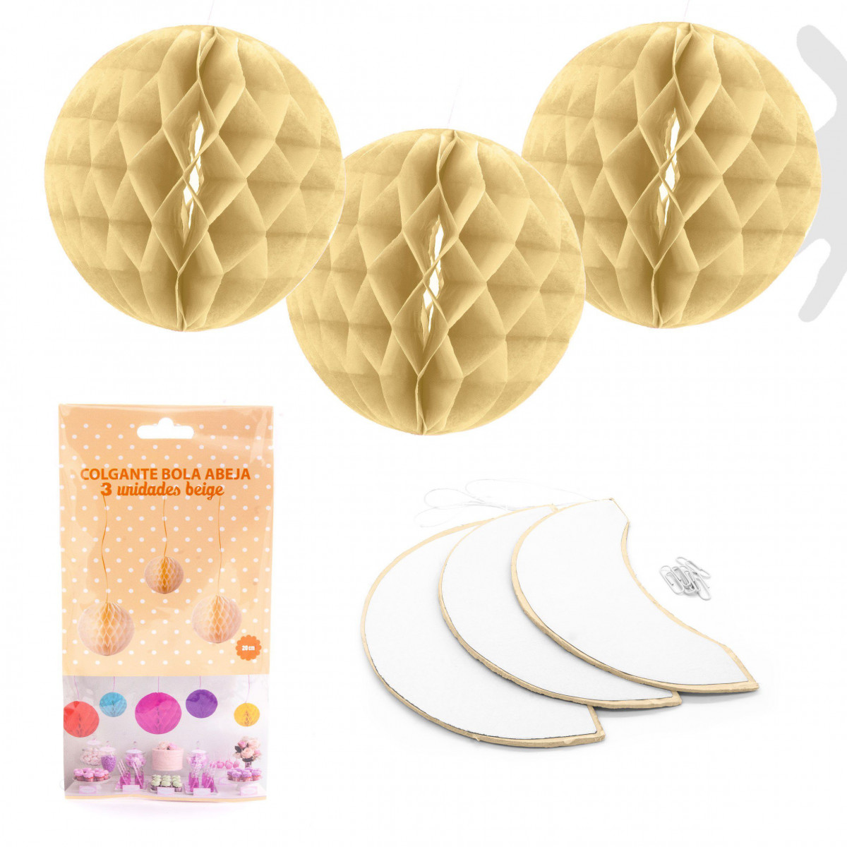 Bola abeja 3u.20cm beige