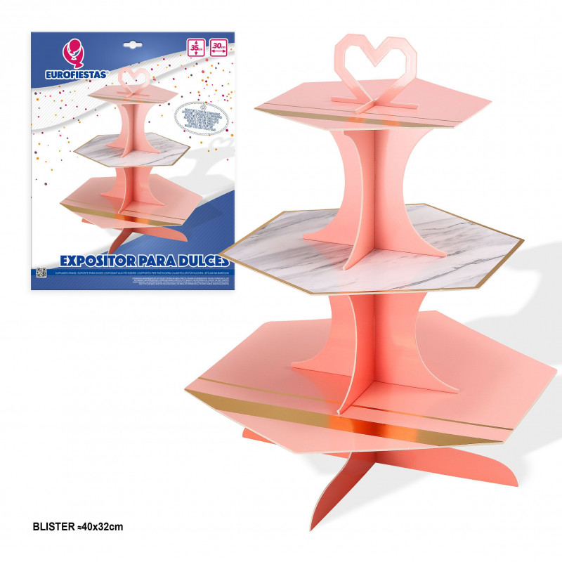 Expositor dulces poligonal rosa pastel