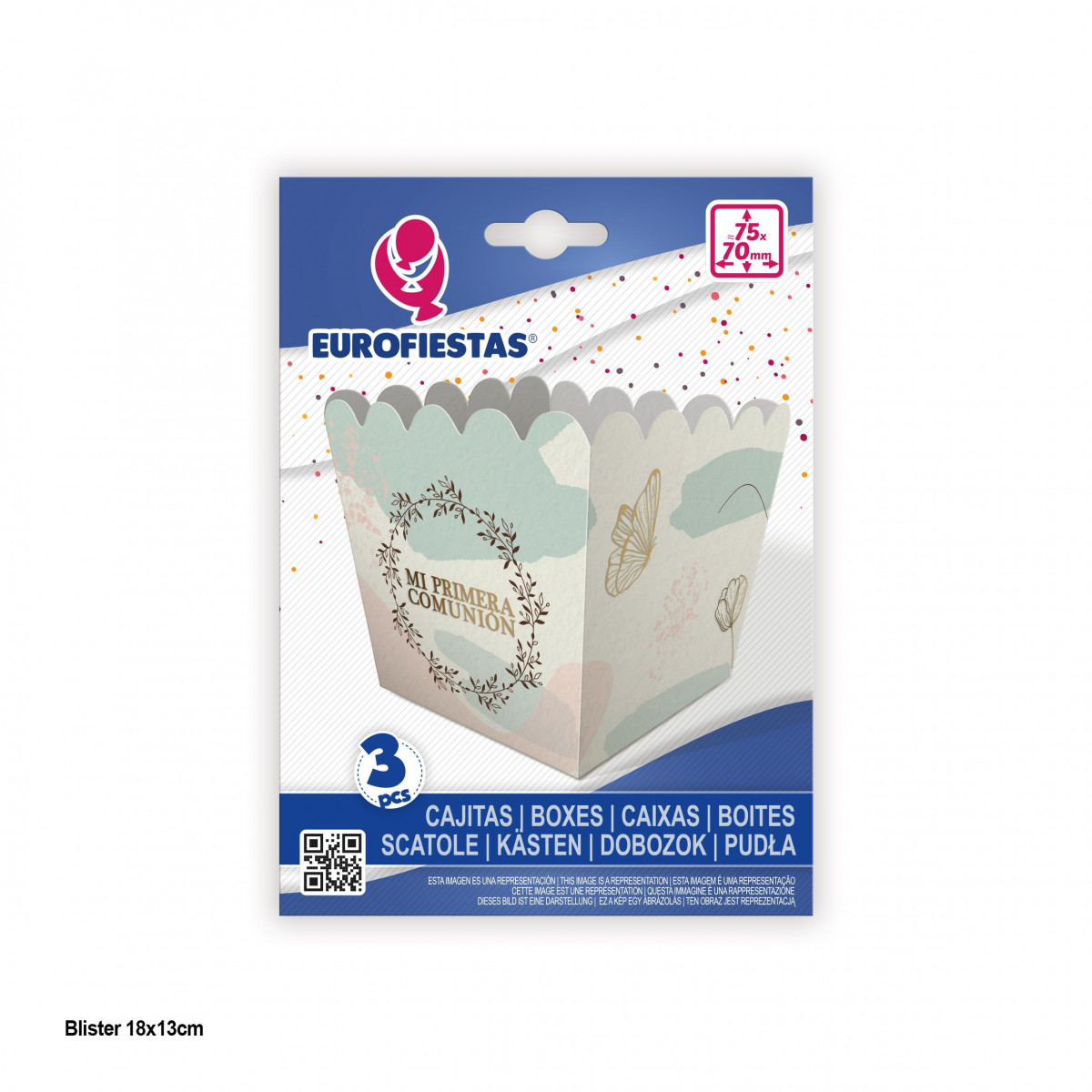 Caja palomitas peq 3pcs comunion beige y oro