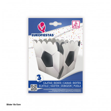 Caja palomitas diseño fútbol pack de 3 unidades