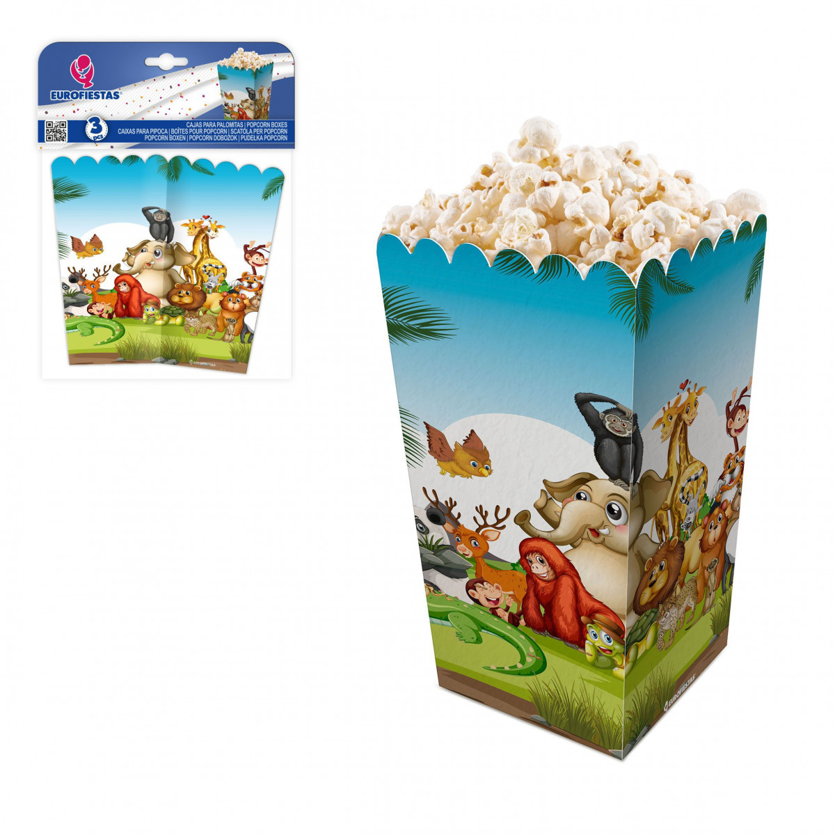 Caja palomitas col animales divertidos
