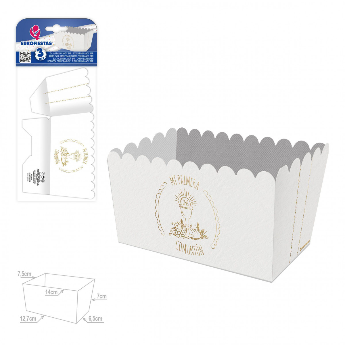 Caja palomitas rectangular col comunion bodegon caliz oro