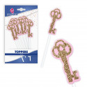 Topper llave borde rosa