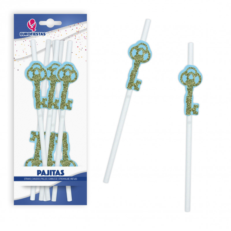 Pajitas llave oro azul