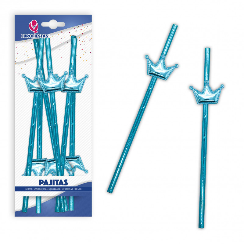 Pajitas corona azul