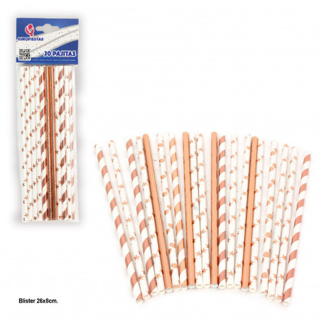 Pajitas 20 oro rosa