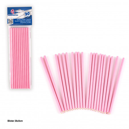 Pajitas 20 rosas lisas