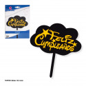 Topper feliz cumpleaños nube negra y oro