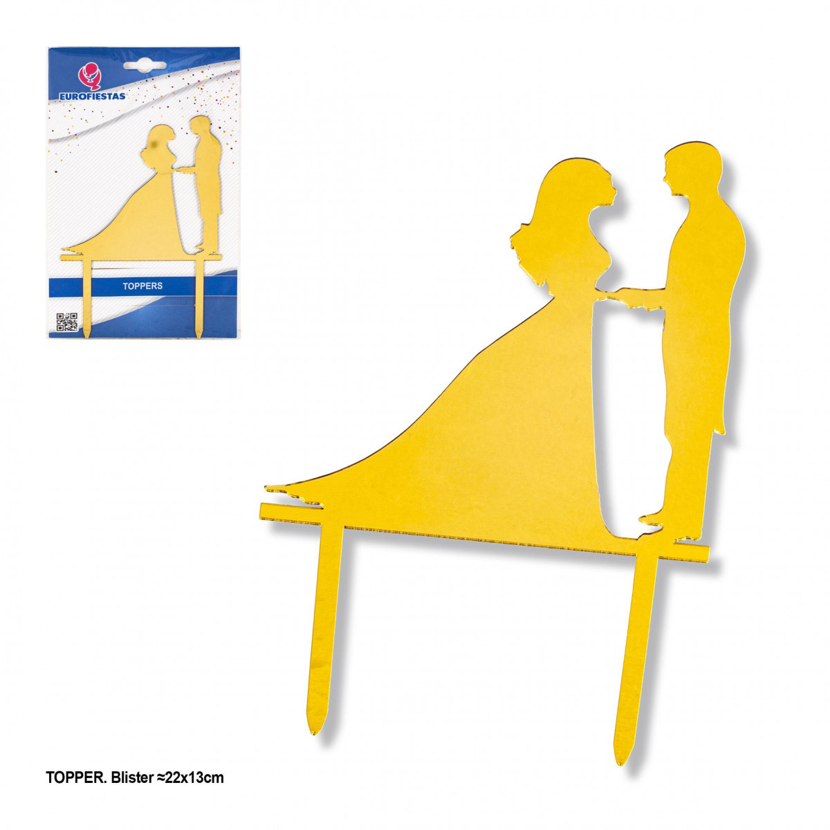 Topper pareja boda oro liso