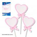 Toppers corazon con lazo rosa