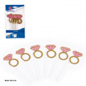 Topper anillos con diamante rosa y purpurina oro 2pcs